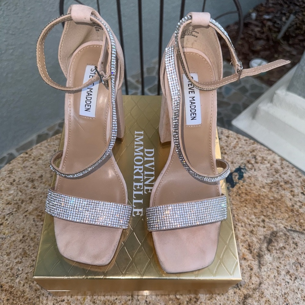 Steve Madden Nude Rhinestone Heels